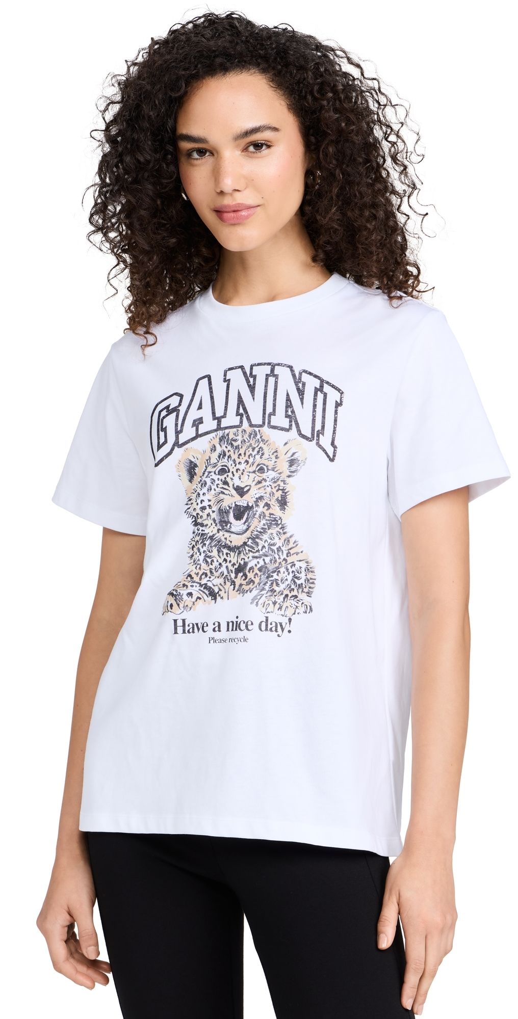 GANNI Basic Jersey Leopard Relaxed T-Shirt Leopard XXS
