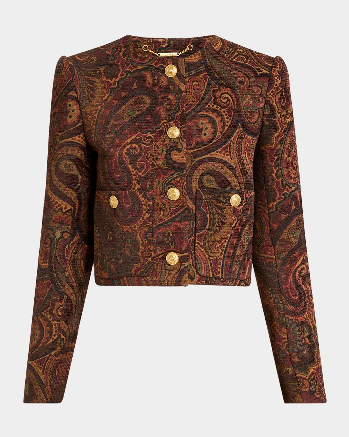 Paisley Velvet Single-Breasted Jacket