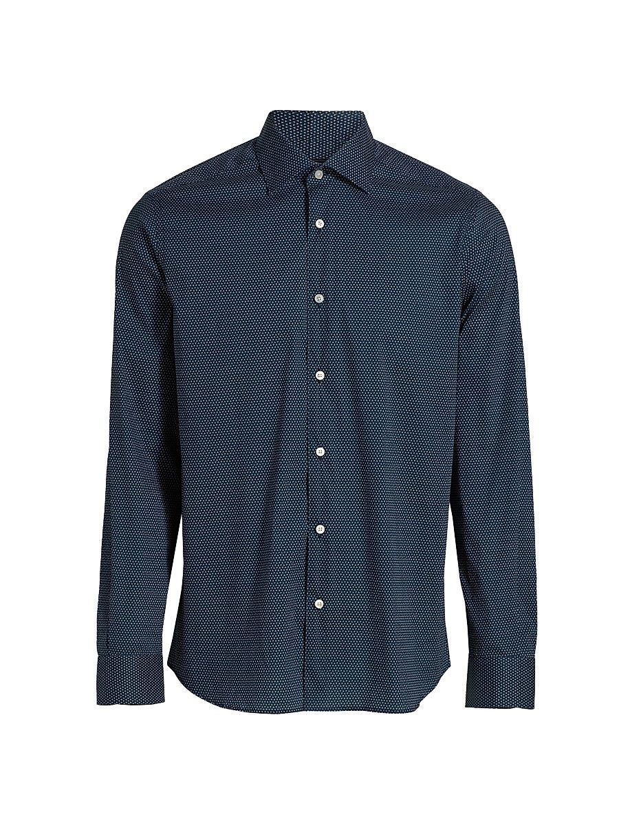 Men's Mini Triangle Stretch-Cotton Shirt - Navy - Size XXL