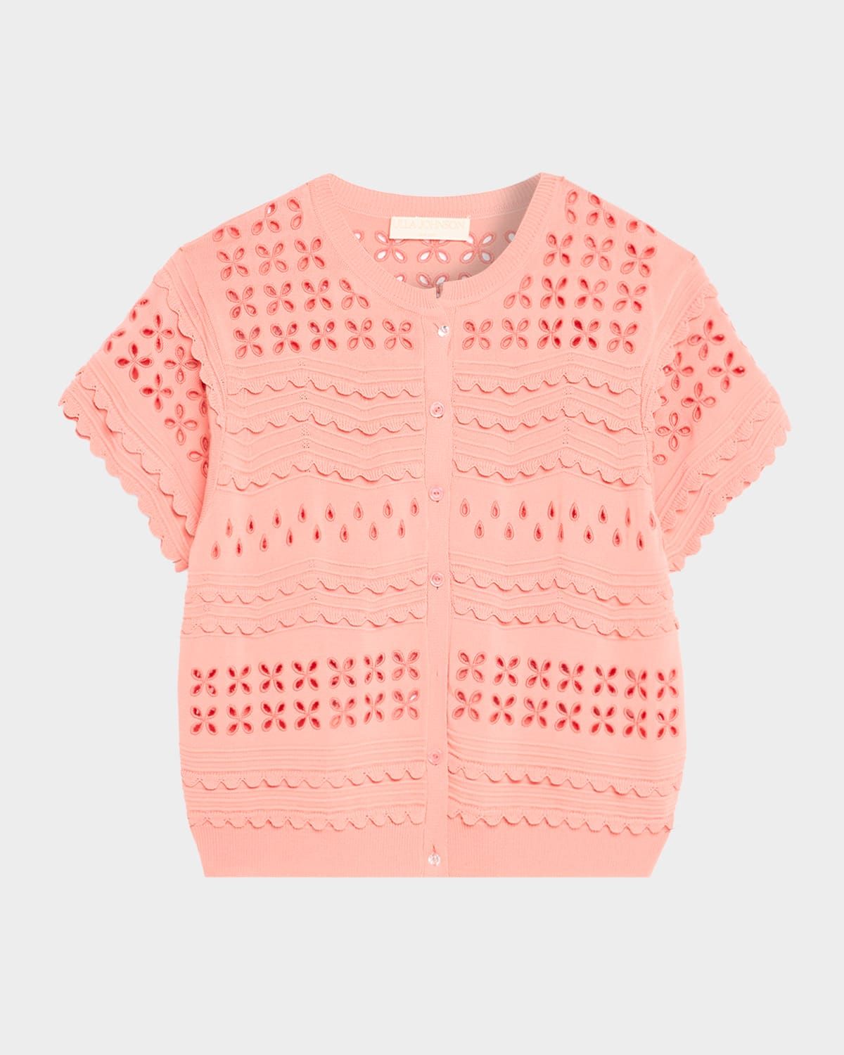 Abriana Embroidered Short-Sleeve Cardigan