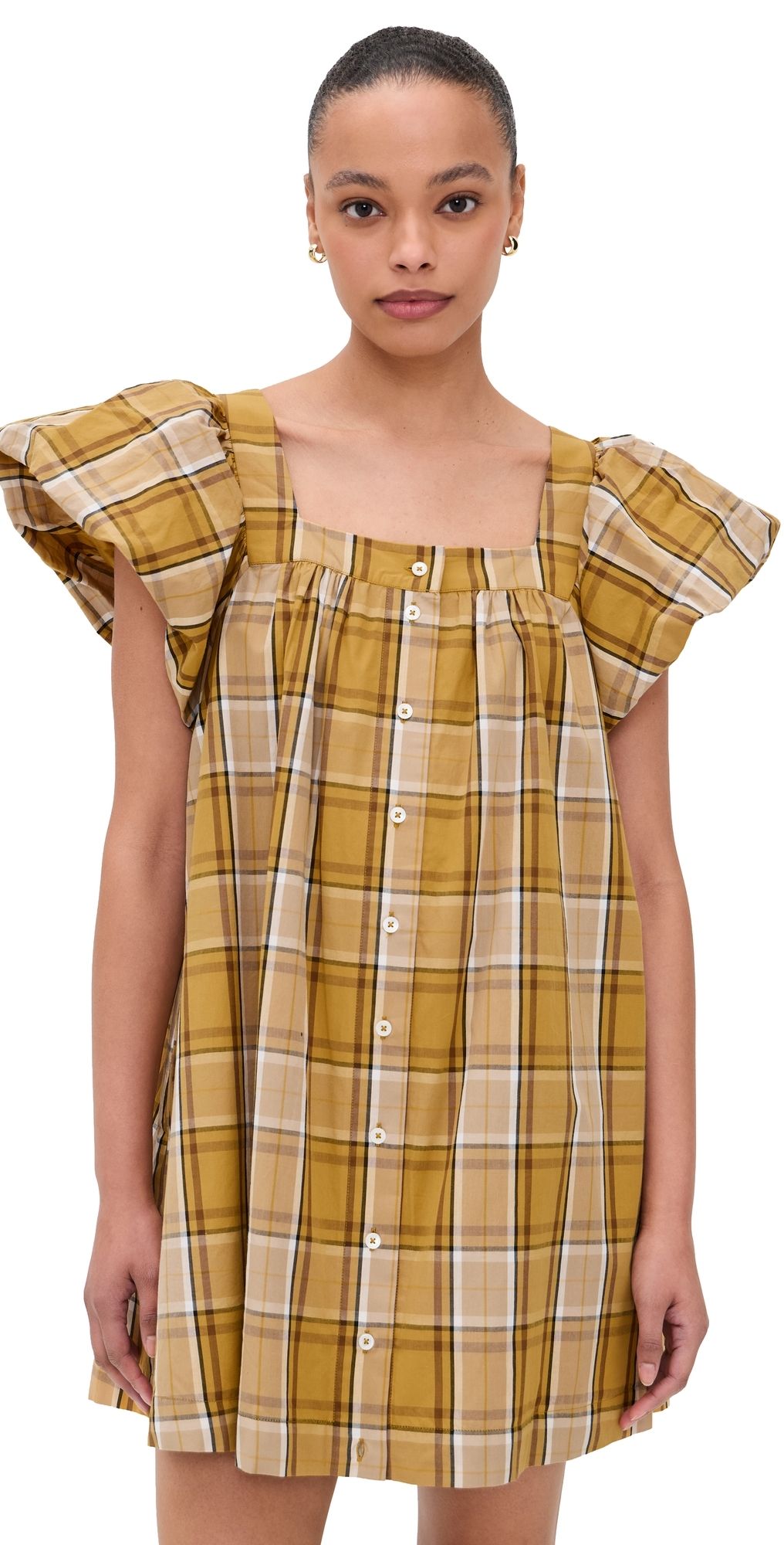 Sea Copeland Plaid Mini Dress Yellow XL