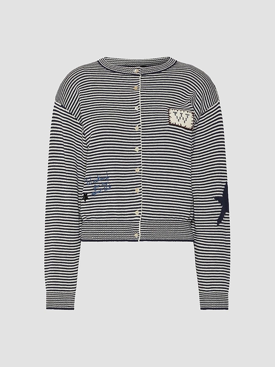 Women's Inlay Detail Cotton Yarn Cardigan - Size XS