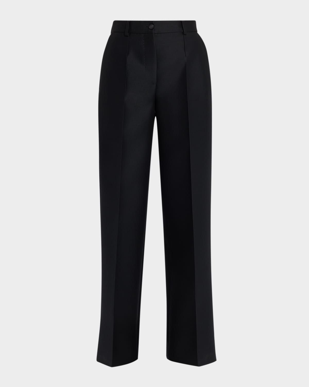 Faille Heavy Wool-Blend Pintuck Trousers
