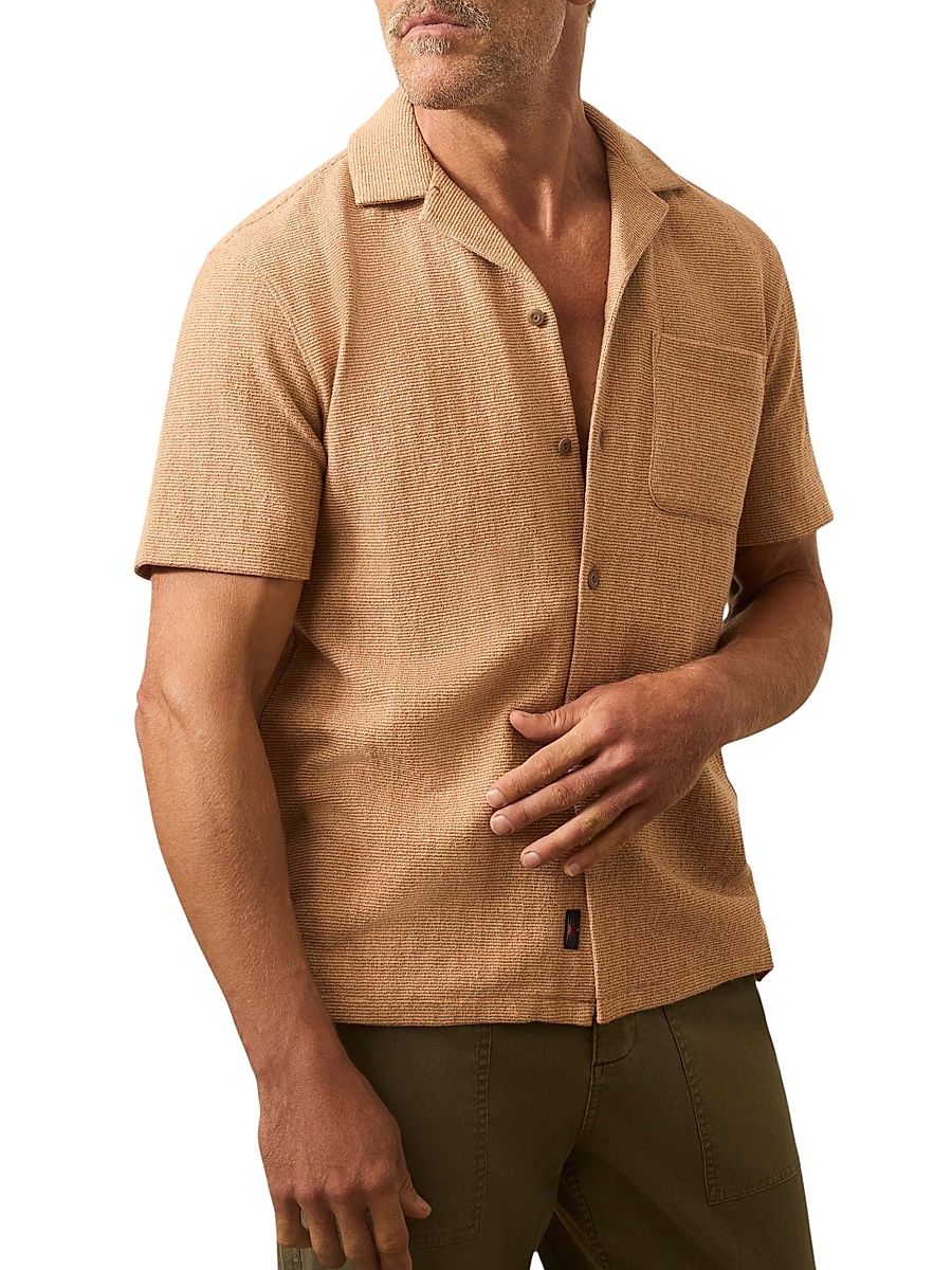 Men's Oasis Striped Knit Shirt - Rust Orange - Size Small