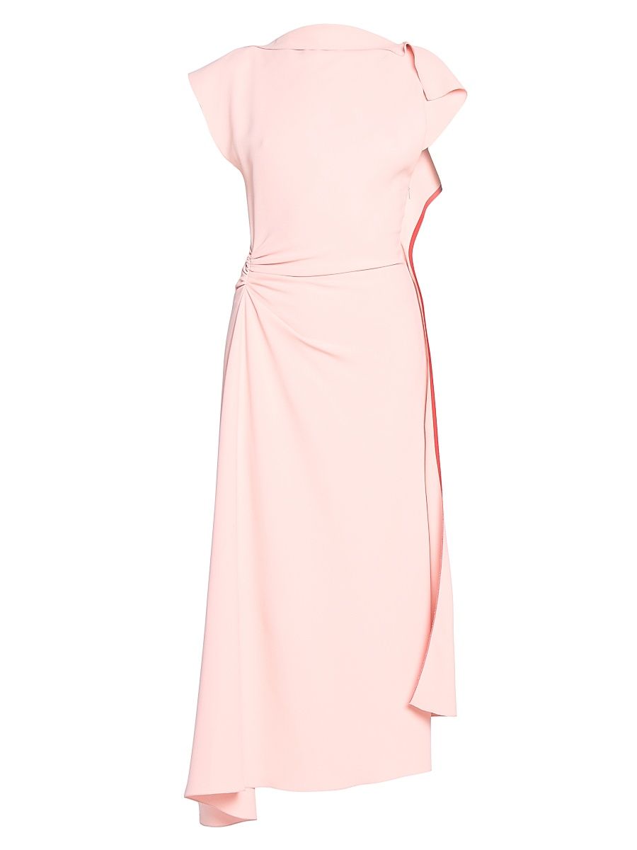 Women's Gathered Asymmetric Midi-Dress - Antique Pink - Size 2