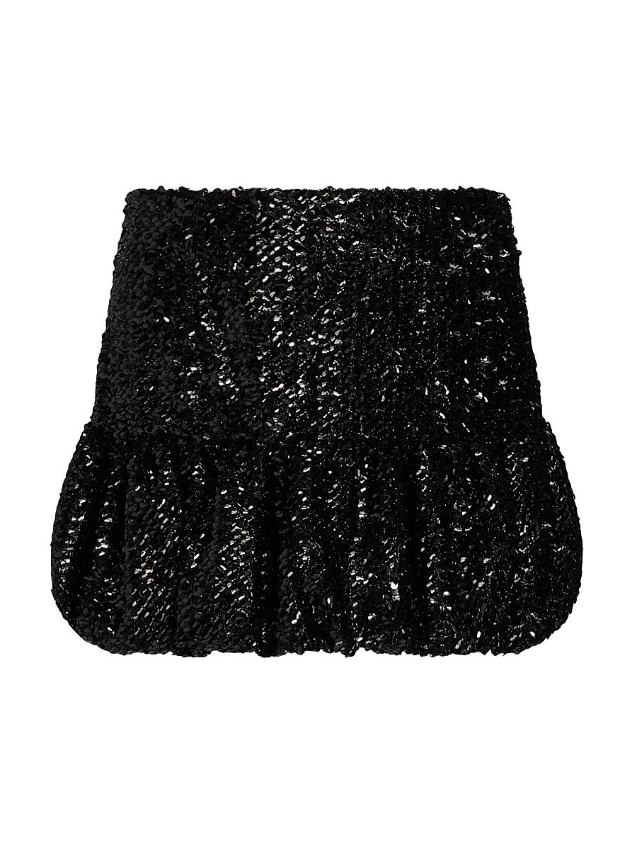 Women's Branka Sequined Drop-Waist Miniskirt - Nero - Size 8