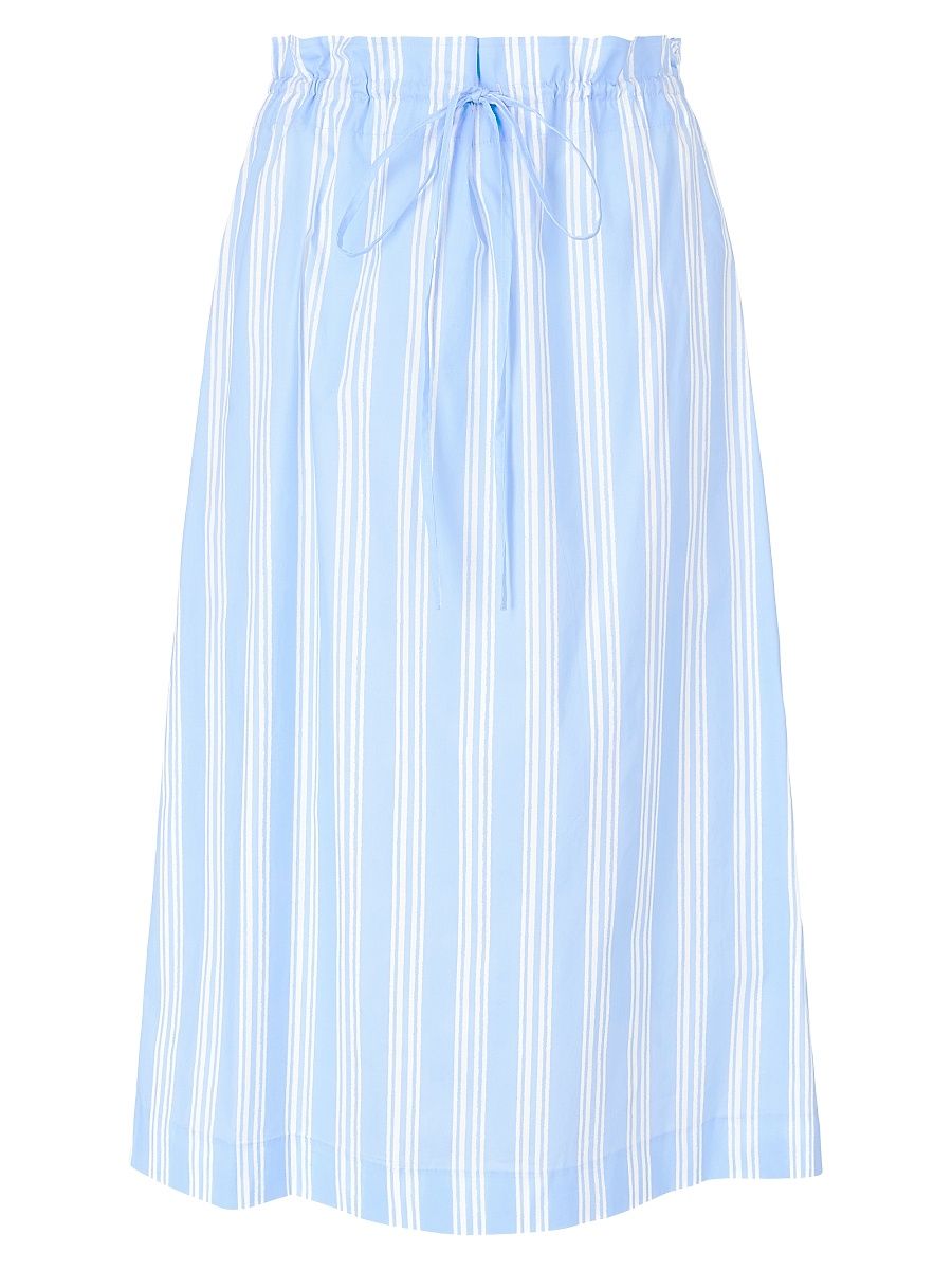 Women's Shore Striped Stretch-Cotton Midi-Skirt - Ventura Stripe - Size XL