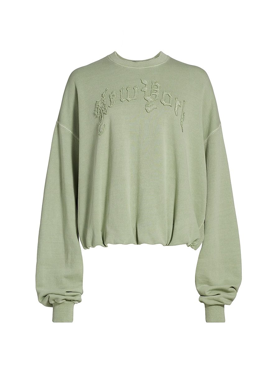 Women's New York Balloon-Sleeve Sweatshirt - Light Olive - Size Large