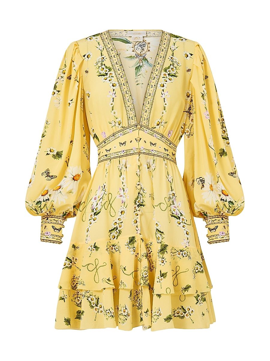 Women's Daisy Chains Frill Silk Minidress - Daisy Chains - Size Medium