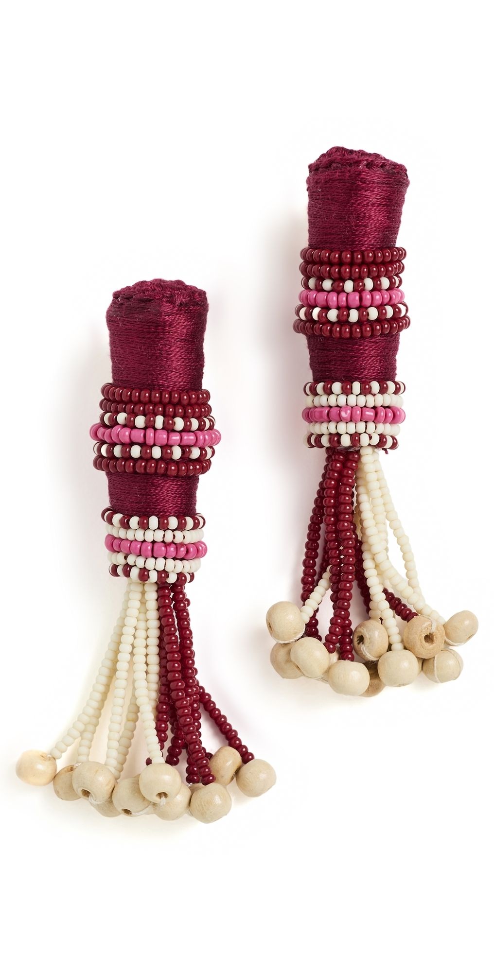 Johanna Ortiz Mosaic Dreams Earrings Dark Cherry/Ecru One Size
