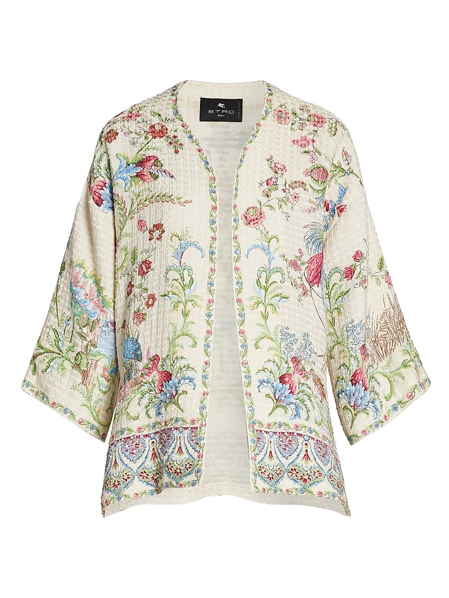Women's Kesa Paisley Cotton Vented Jacket - Stampa Bianco
