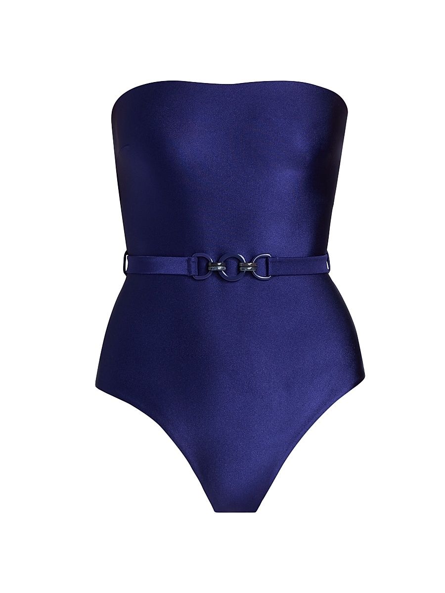 Women's Patience Belted Bandeau One-Piece Swimsuit - Royal Blue - Size 10