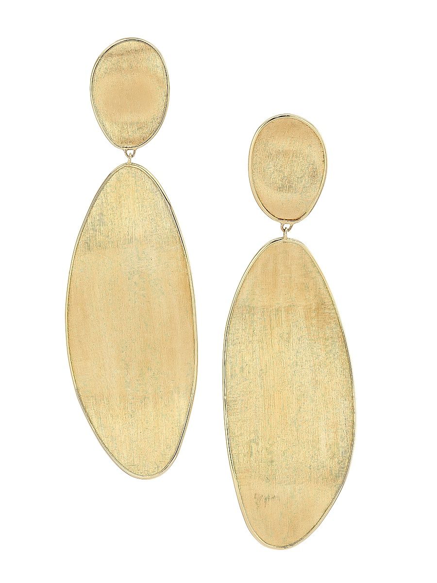Women's Lunaria Textured 18K Yellow Gold Drop Earrings - Gold