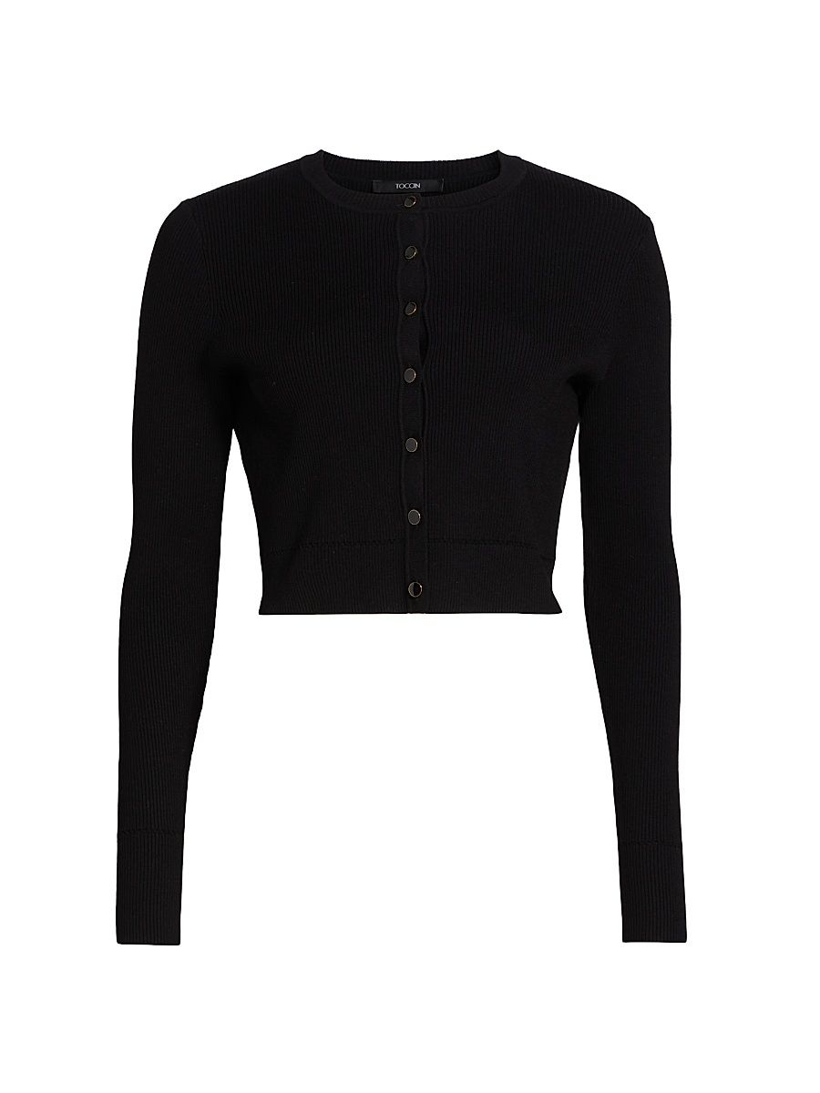 Women's Zoe Crop Crewneck Cardigan - Jet - Size XL