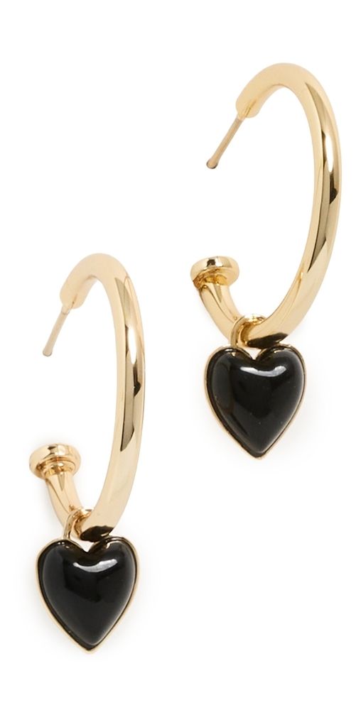 Jennifer Fisher Puffy Heart Charm Huggie Hoop Earrings Smoky Quartz One Size