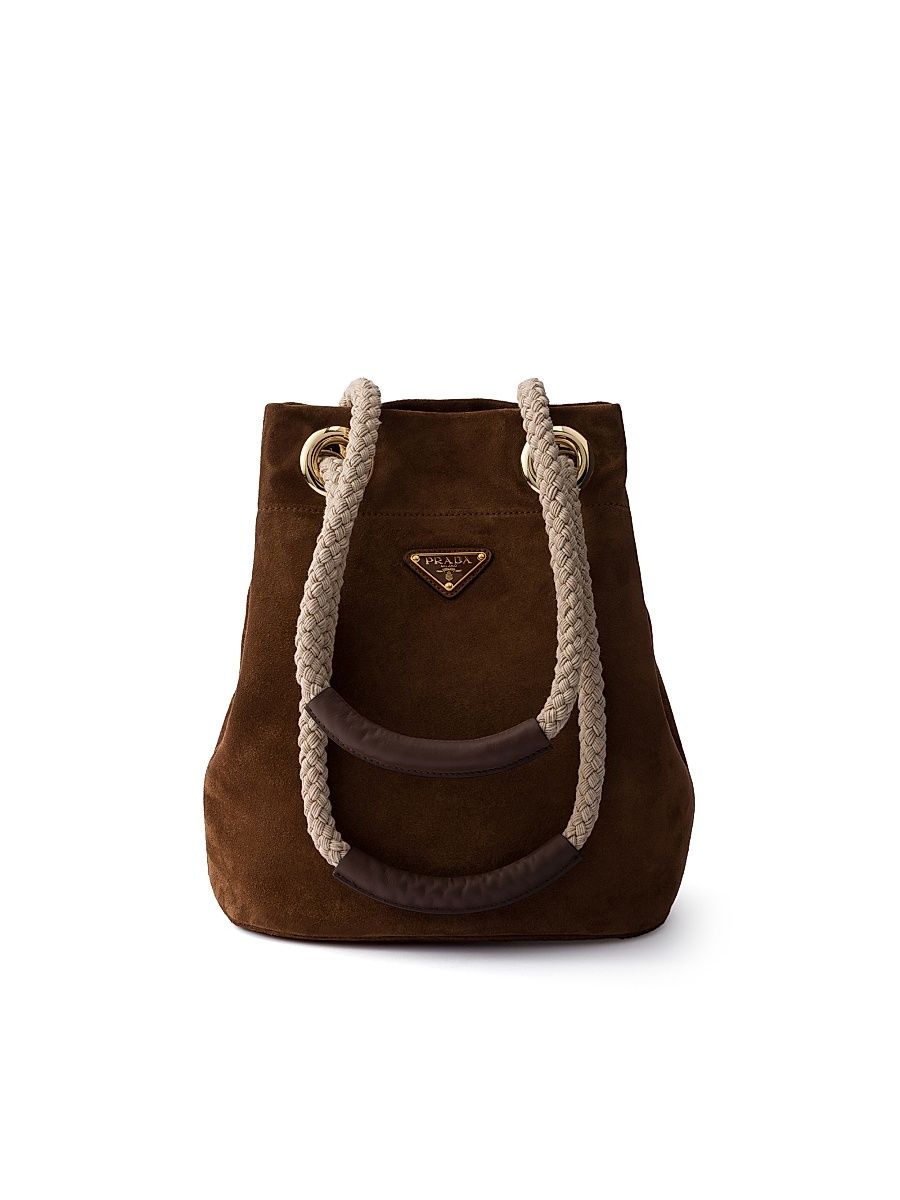 Women's Small Mariner Suede Bucket Bag - Brown