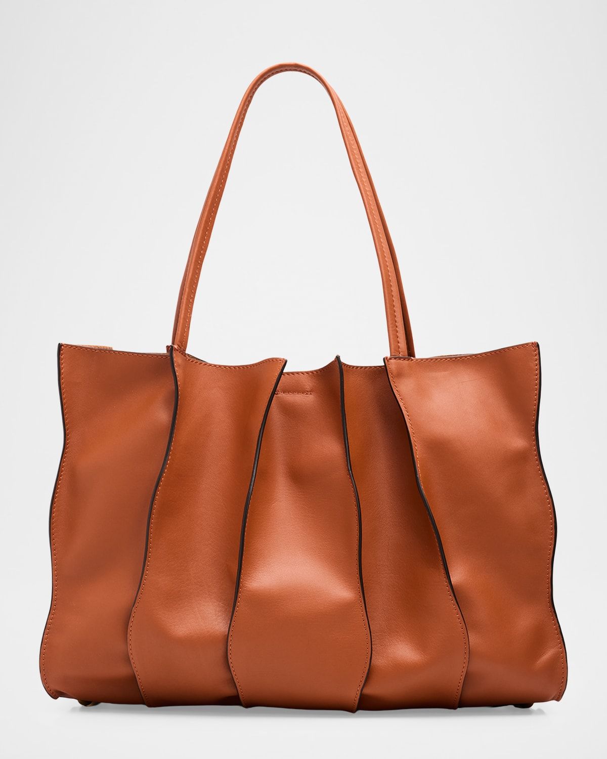 Adria Large Wavy Leather Tote Bag