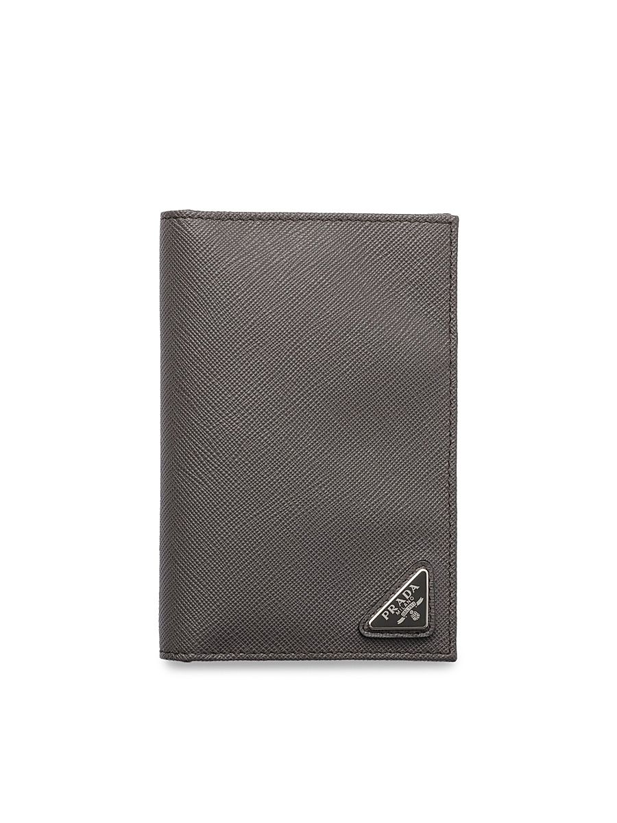Men's Saffiano Leather Passport Holder - Grey