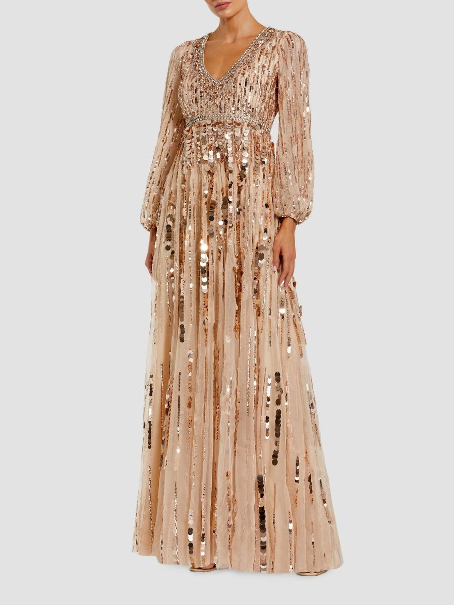 Mac Duggal Women's Sequin-Embellished Gown - Bisque - Size 12