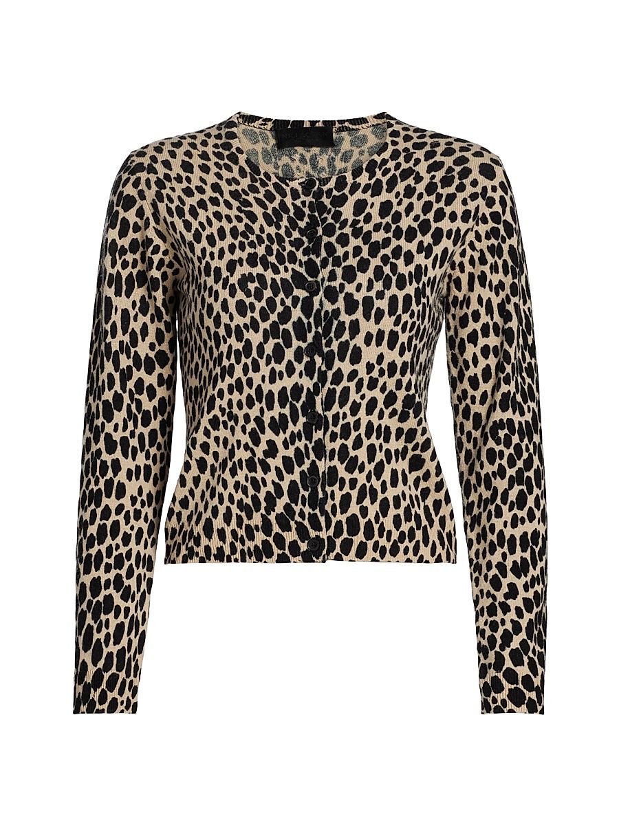 Women's Laevin Animal-Print Cashmere Cardigan - Taupe Black Cheetah - Size XL