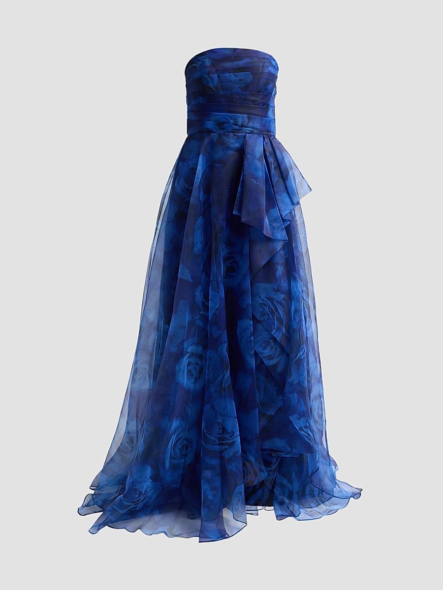 Women's Fahreta Floral Organza Strapless Gown - Blurred Roses - Size 16