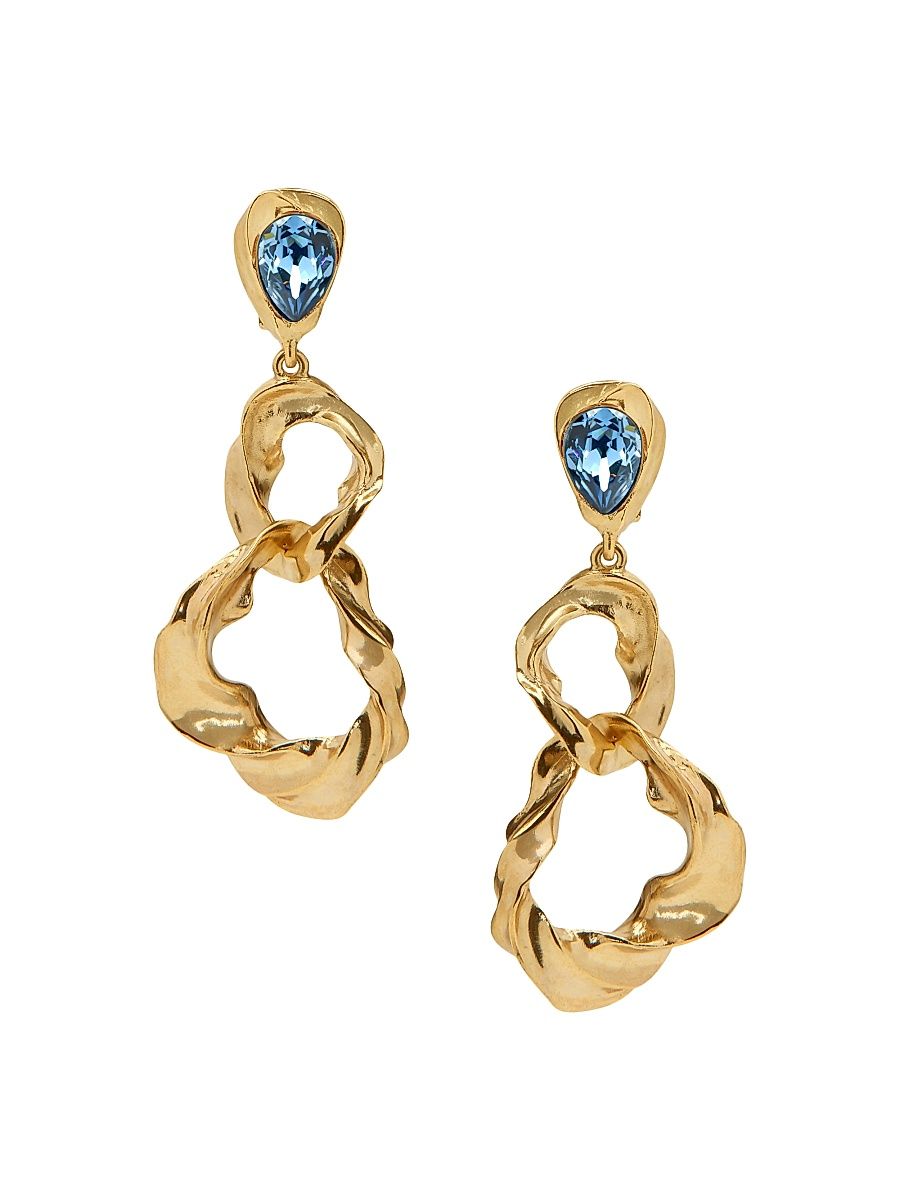 Women's Goldtone & Glass Crystal Clip-On Drop Earrings - Denim Blue