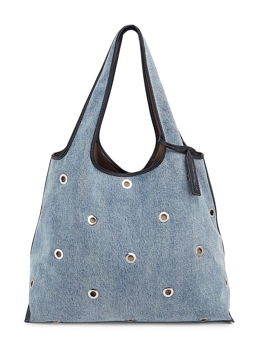 Women's Market Studded Denim Tote Bag - Washed Indigo