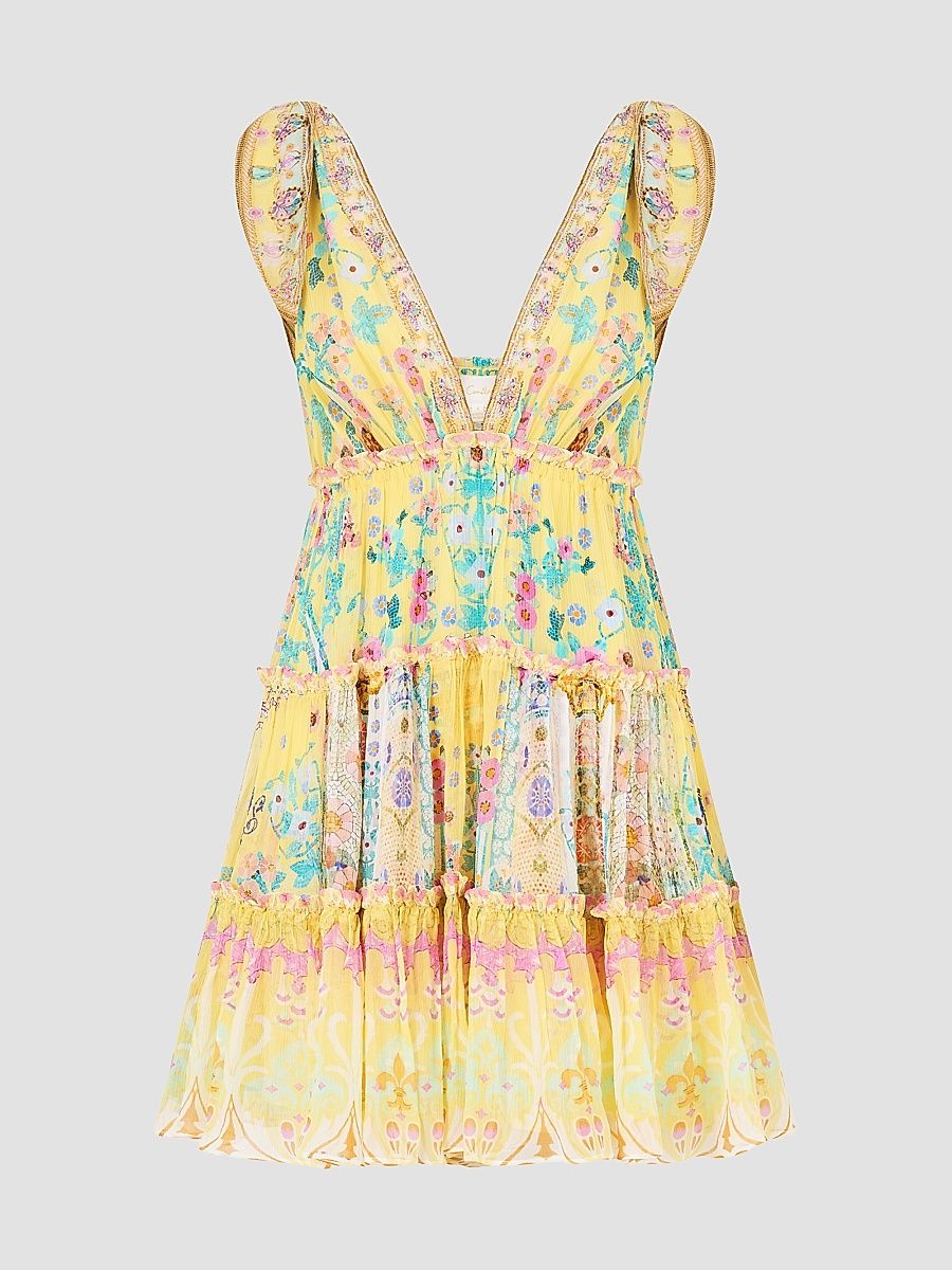 Women's Barcelona Bebe Tiered Shulder Tie Minidress - Barcelona Bebe - Size Small