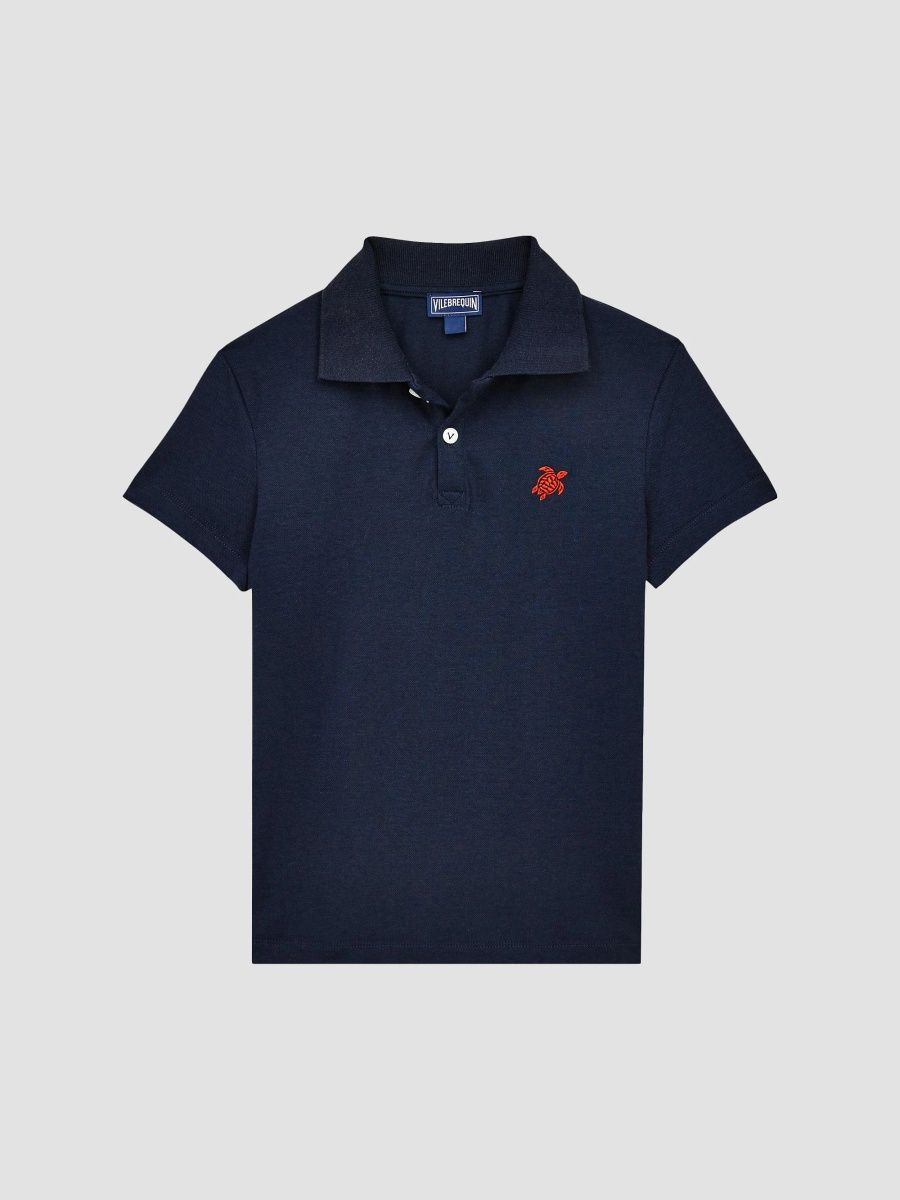 Vilebrequin Boy's Little Boy's & Boy's Turtle-Embroidered Polo Shirt - Navy Blue Marine - Size 4