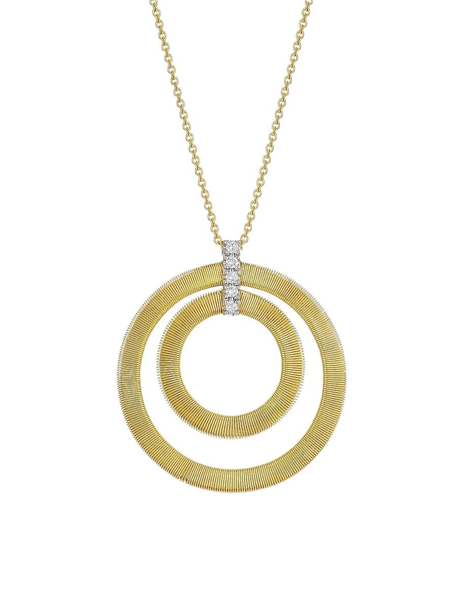 Women's Masai 18K Yellow Gold & Diamond Coil Concentric Circle Pendant Necklace - Gold Diamond