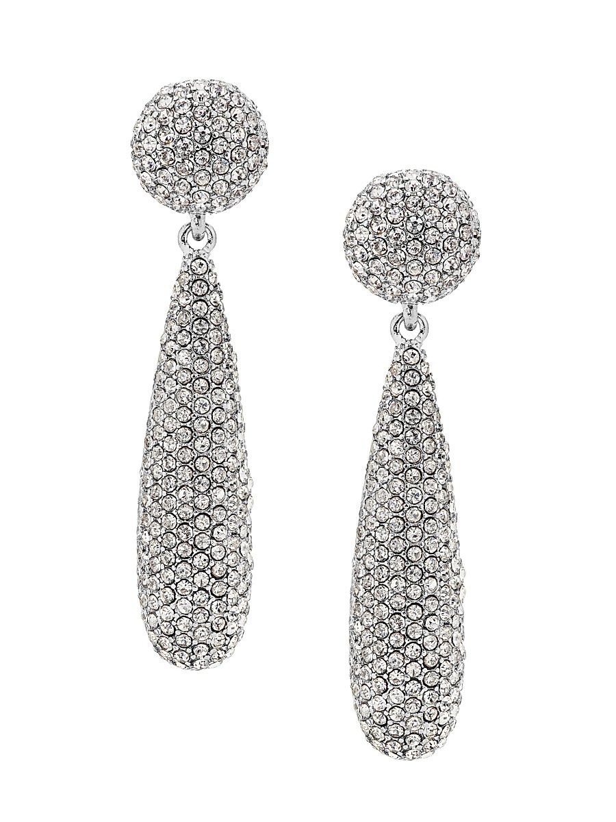 Women's Pavé Silvertone Teardrop Earrings - Rhodium Crystal