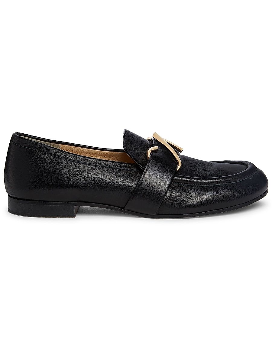 Women's Monogram Leather Loafers - Black - Size 7.5