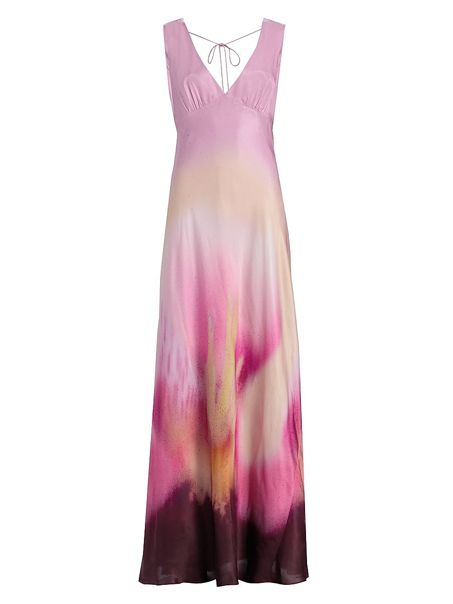 Women's Zarita Ombré V-Neck Gown - Flora In Focus - Size 12