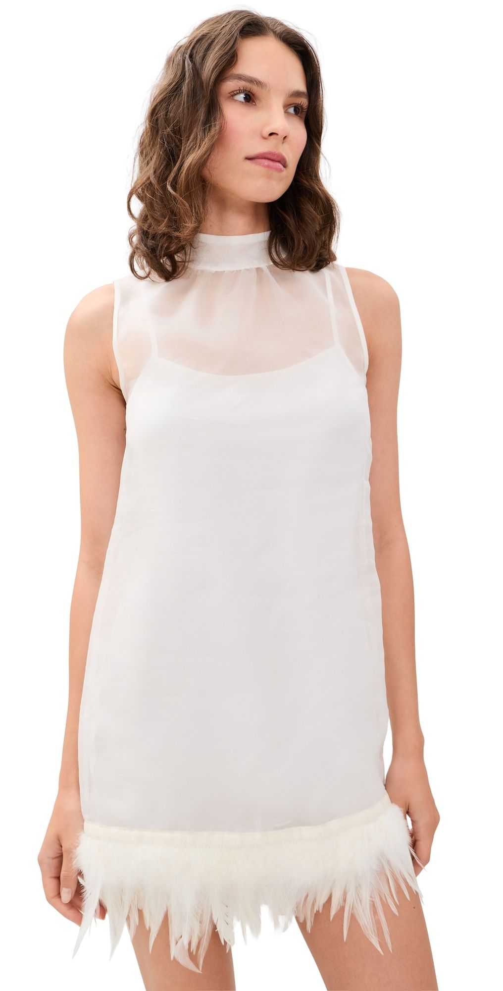 STAUD Albee Silk Mini Dress Ivory XL