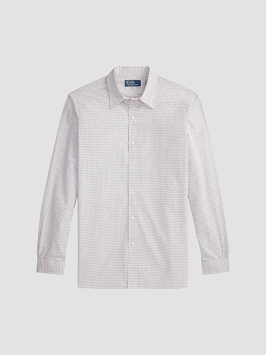 Men's Classic-Fit Checked Poplin Shirt - White Carmel Pink - Size XXL