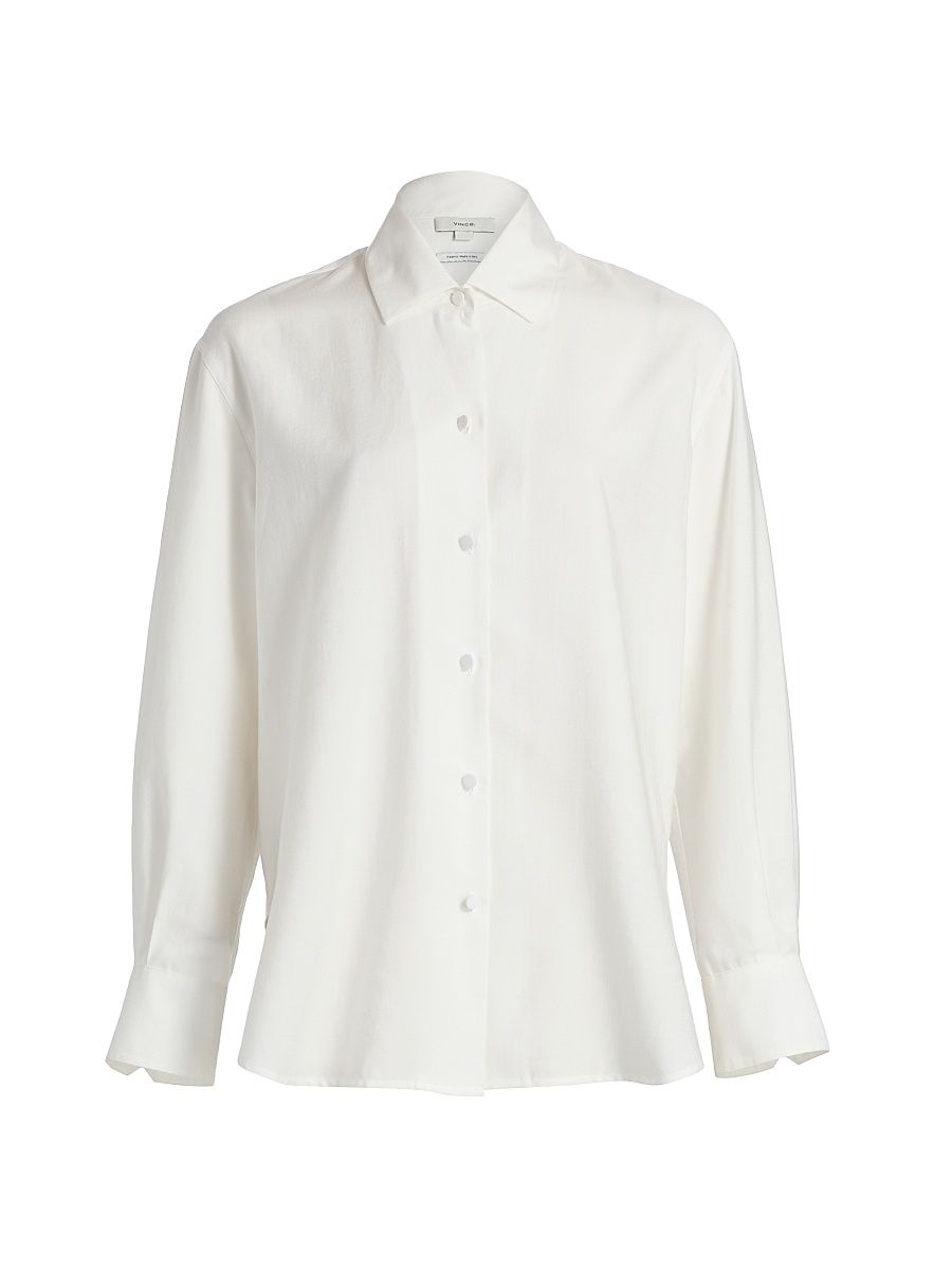 Women's Relaxed Button-Up Refined Shirt - Cream - Size XS