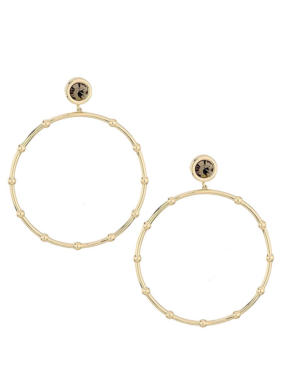 Women's Angely Goldtone & Glass Crystal Hoop Drop Earrings - Black Smoke