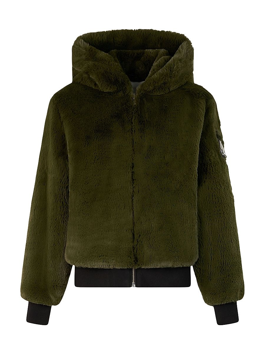 Women's Portland Bunny Faux Fur Jacket - Moss - Size Large