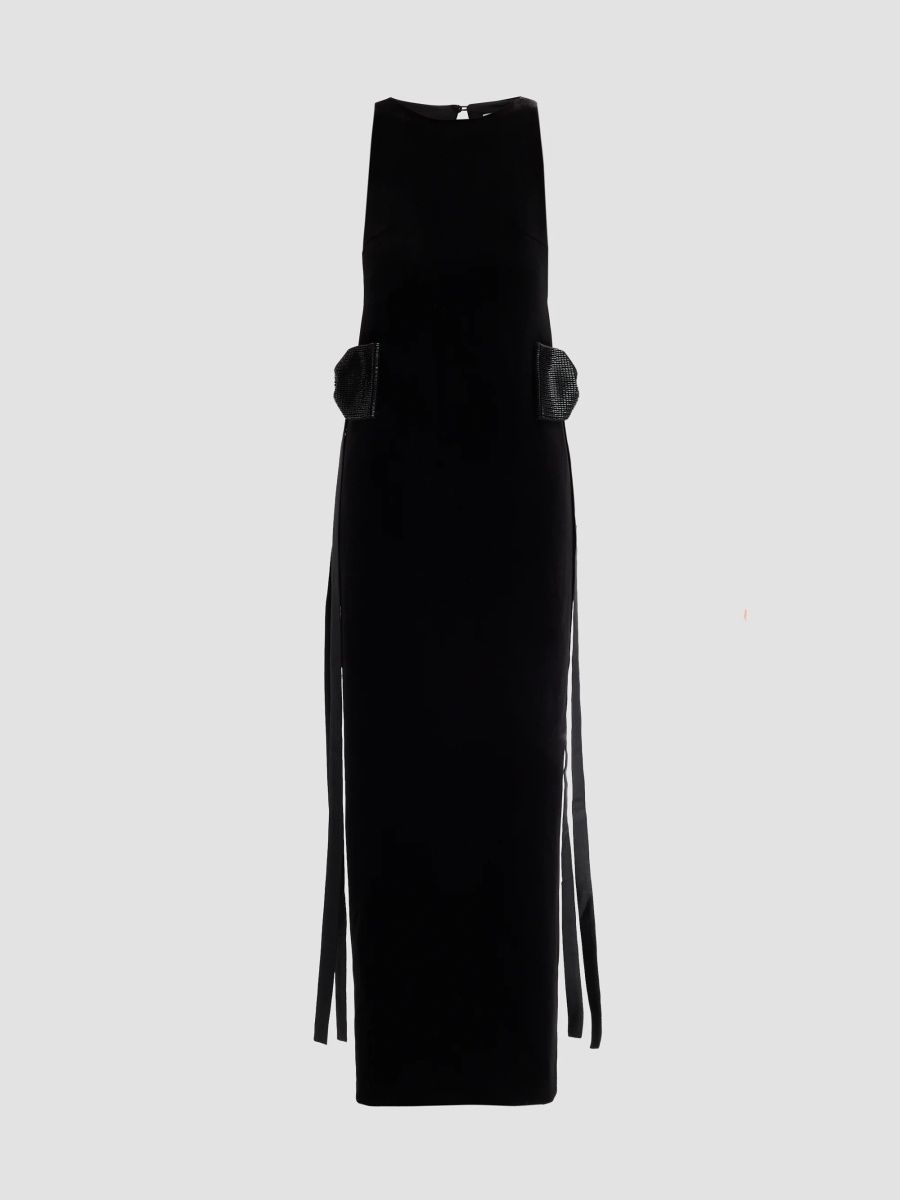Self-Portrait Women's Bow-Sides Velvet Gown - Black - Size 12
