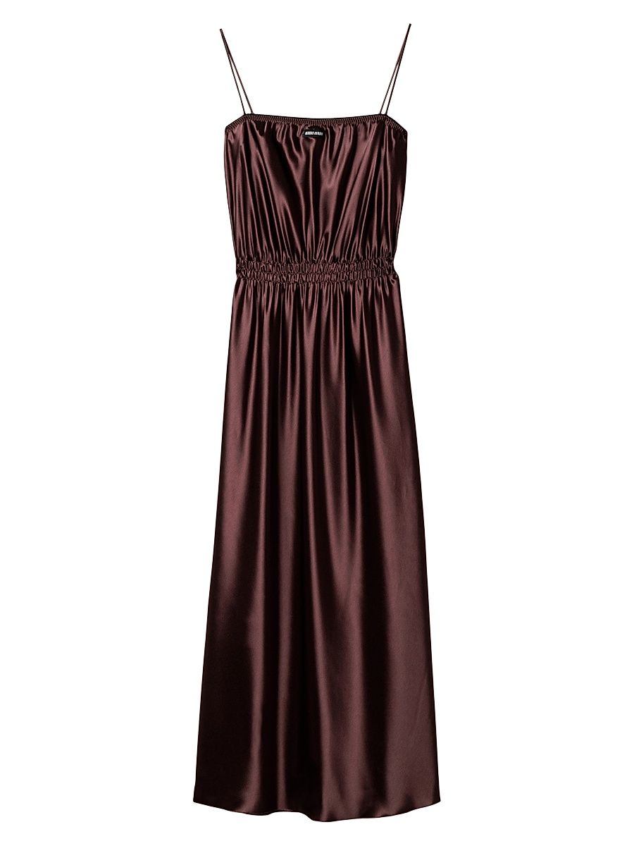 Women's Long Satin Dress - Brown - Size 6