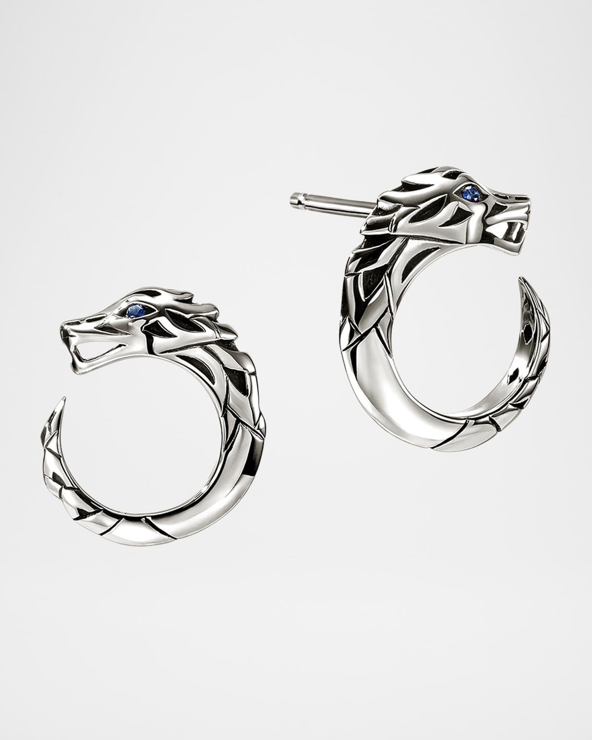 Sterling Silver Naga Earrings with Sapphires