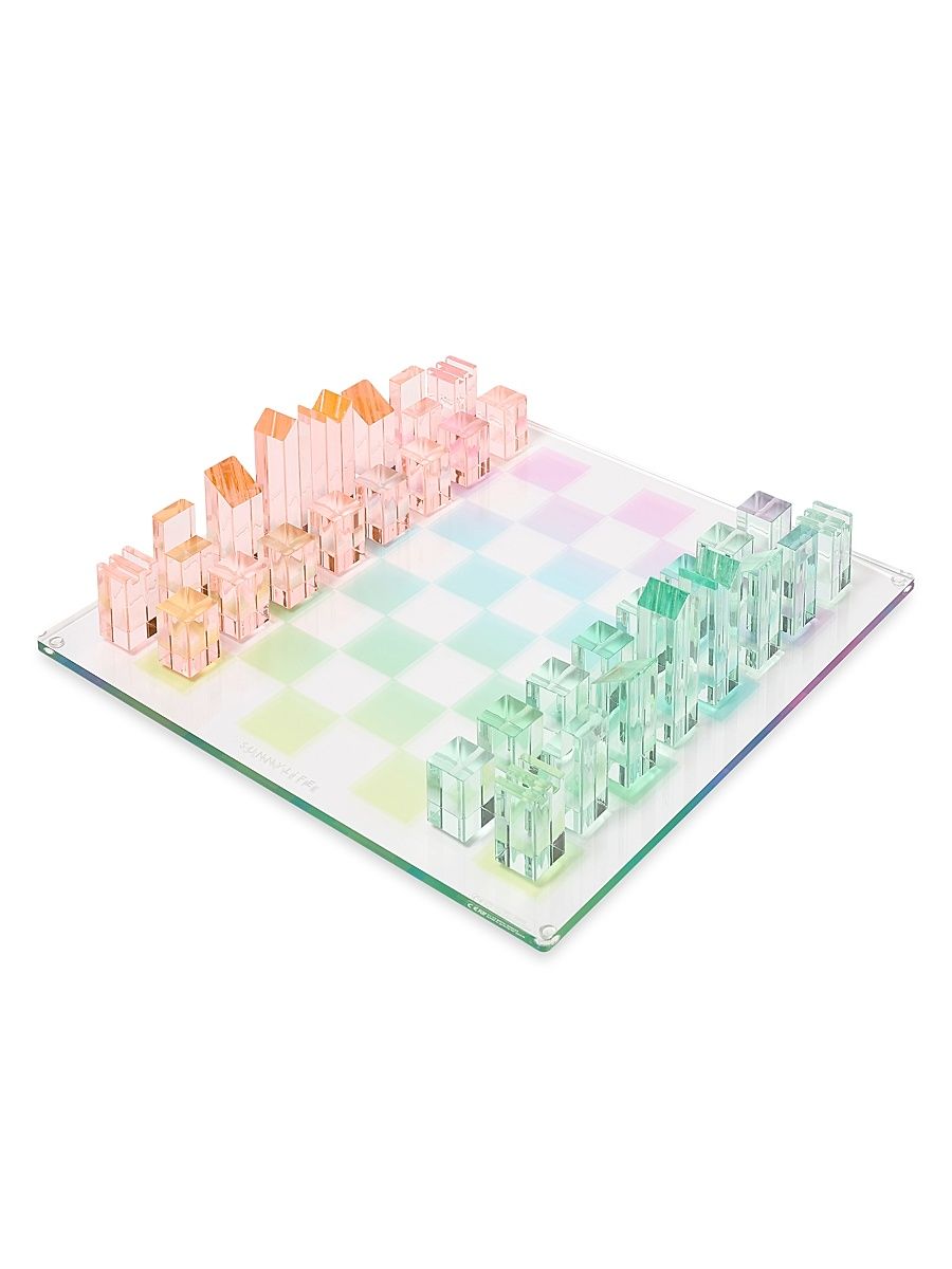 Game On Lucite Aurora Chess & Checkers Set