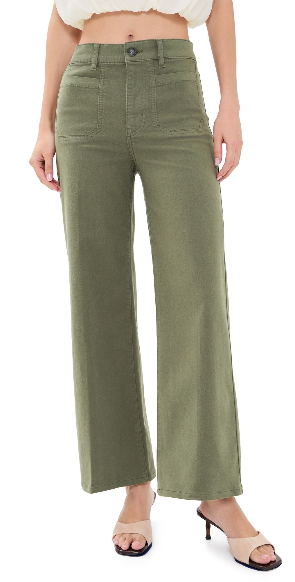 FRAME Le Slim Palazzo Modernist Pocket Pants Grasshopper 32