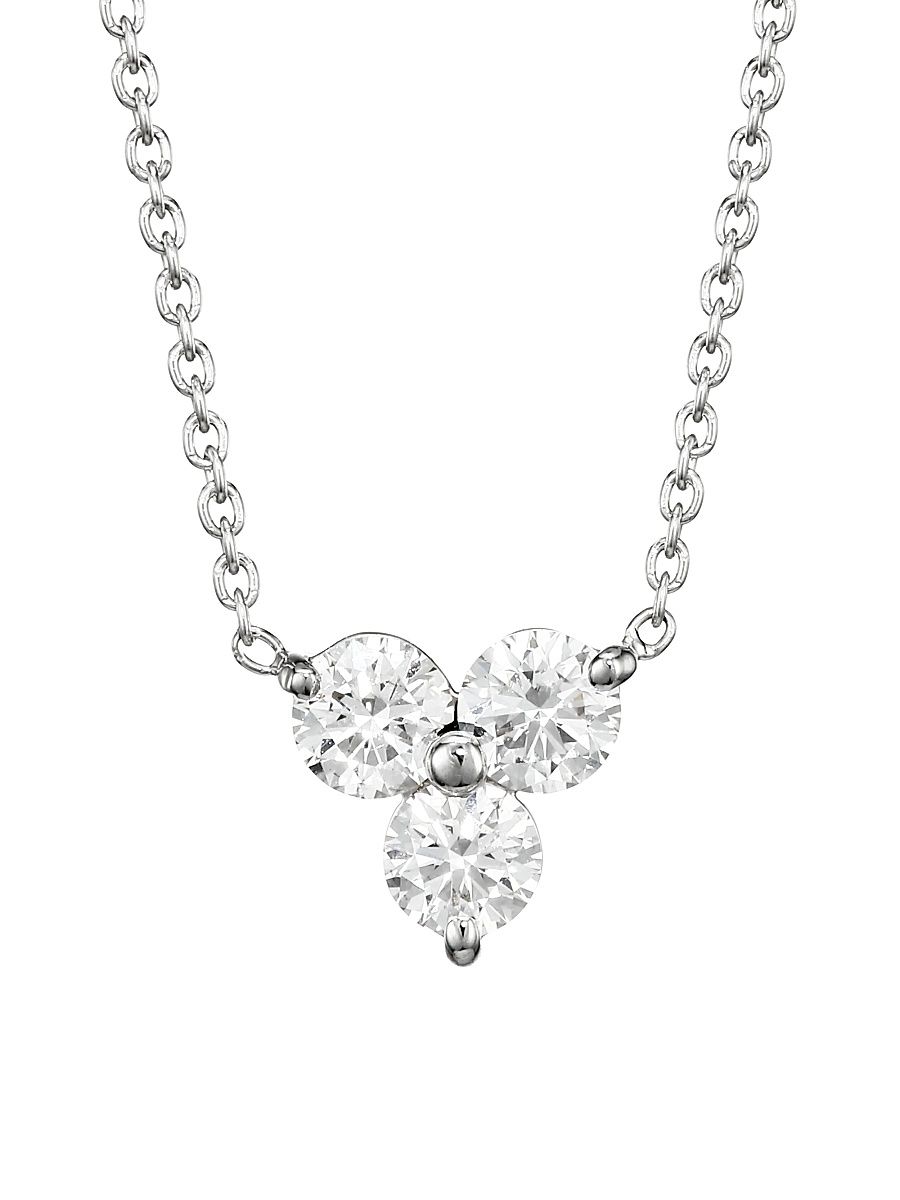 Women's Diamond Classic 18K White Gold & Diamond Cluster Pendant Necklace - White Gold
