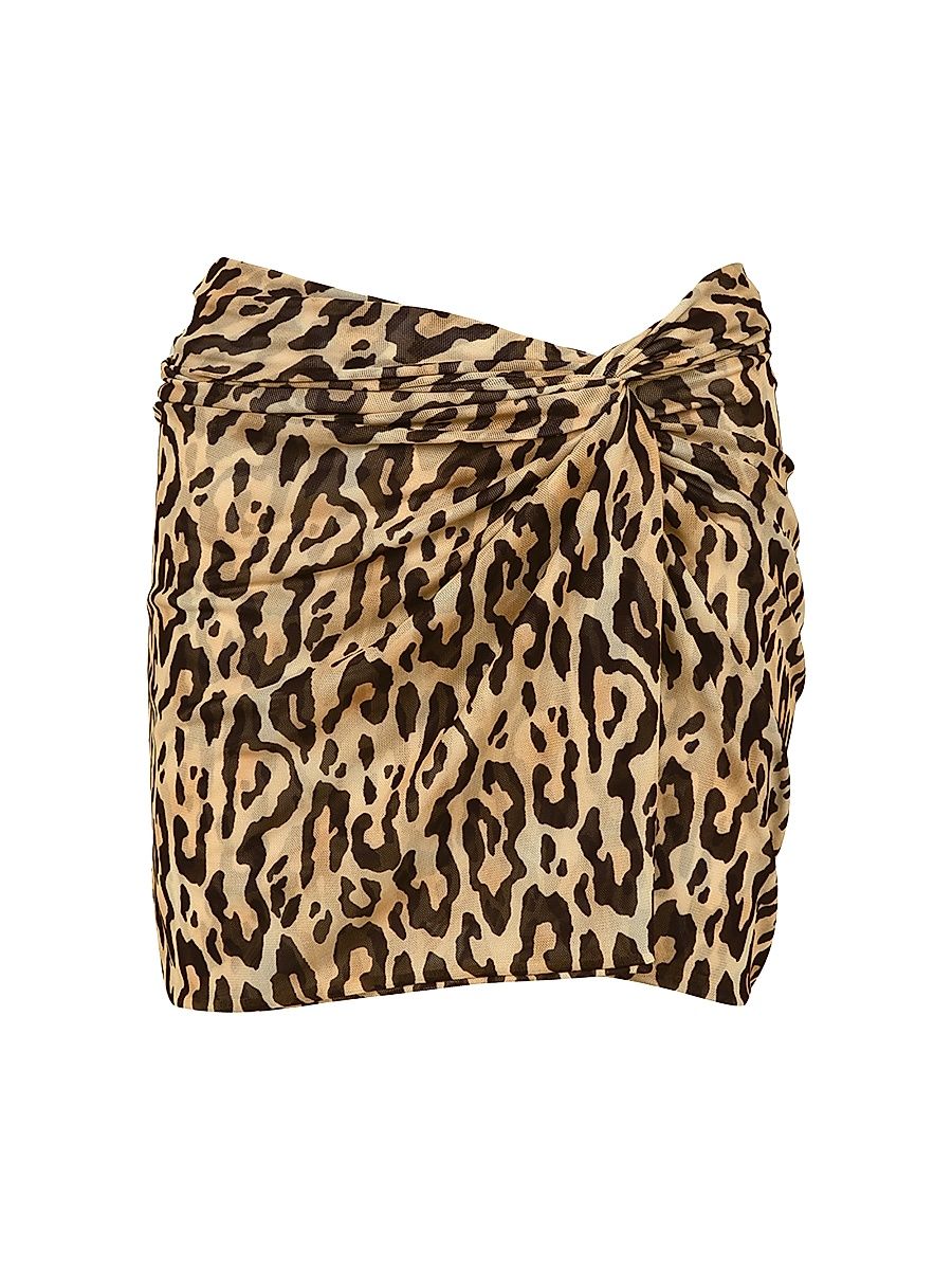 Women's Karen Leopard-Print Side Twist Miniskirt - Size XL