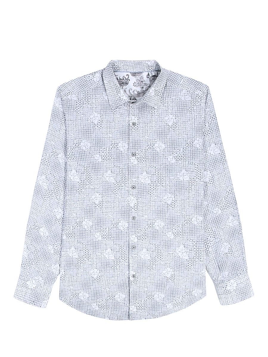 Men's Norfolk Printed Button-Front Shirt - Light Blue - Size XXL