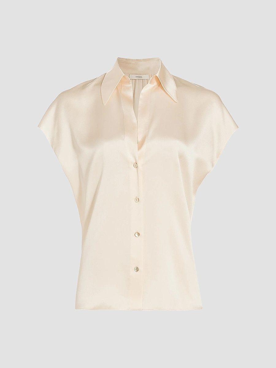 Vince Women's Cap-Sleeve Silk Blouse - Chiffon - Size XL