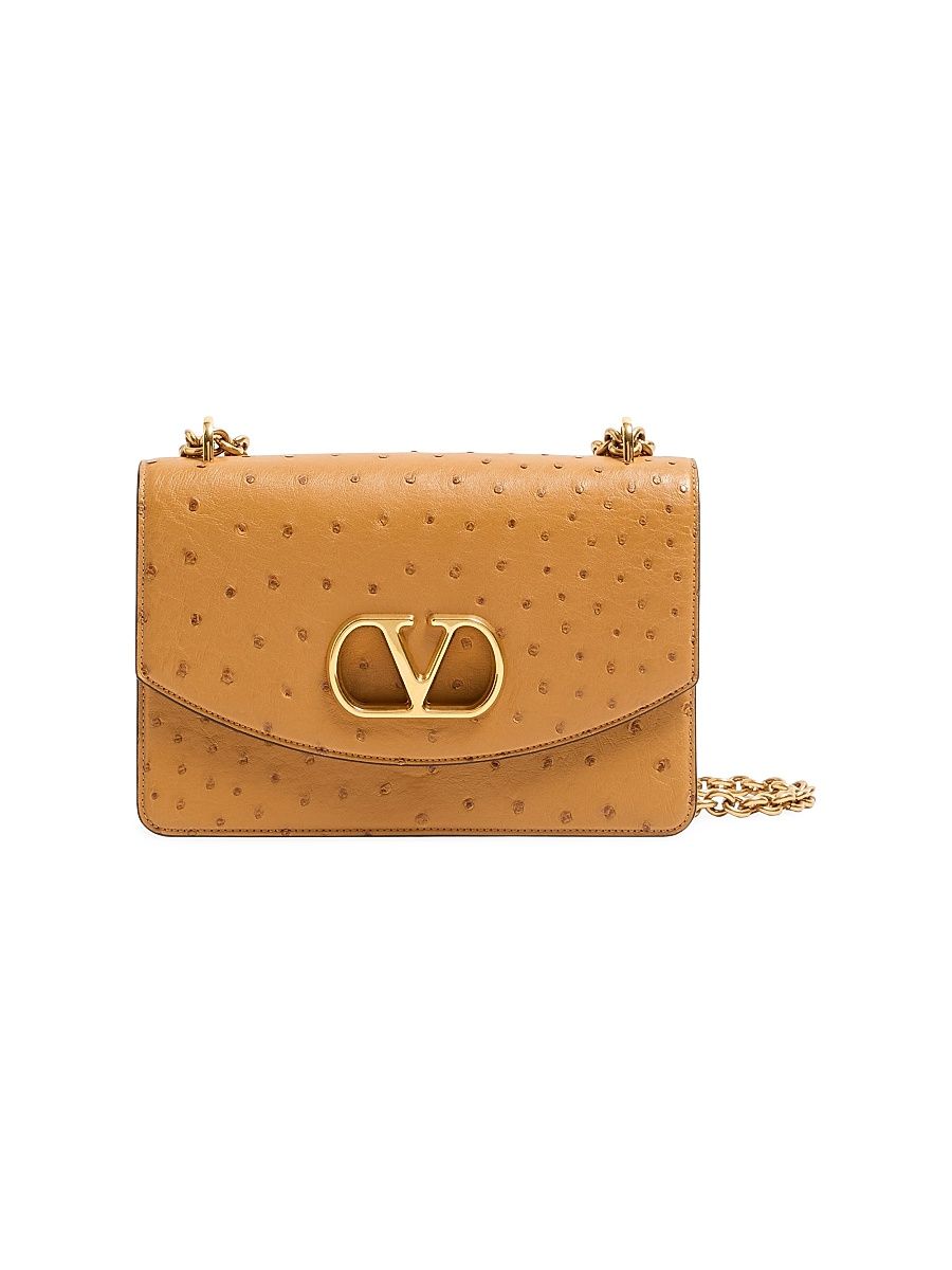Women's Vain Ostrich Shoulder Bag - Tobacco