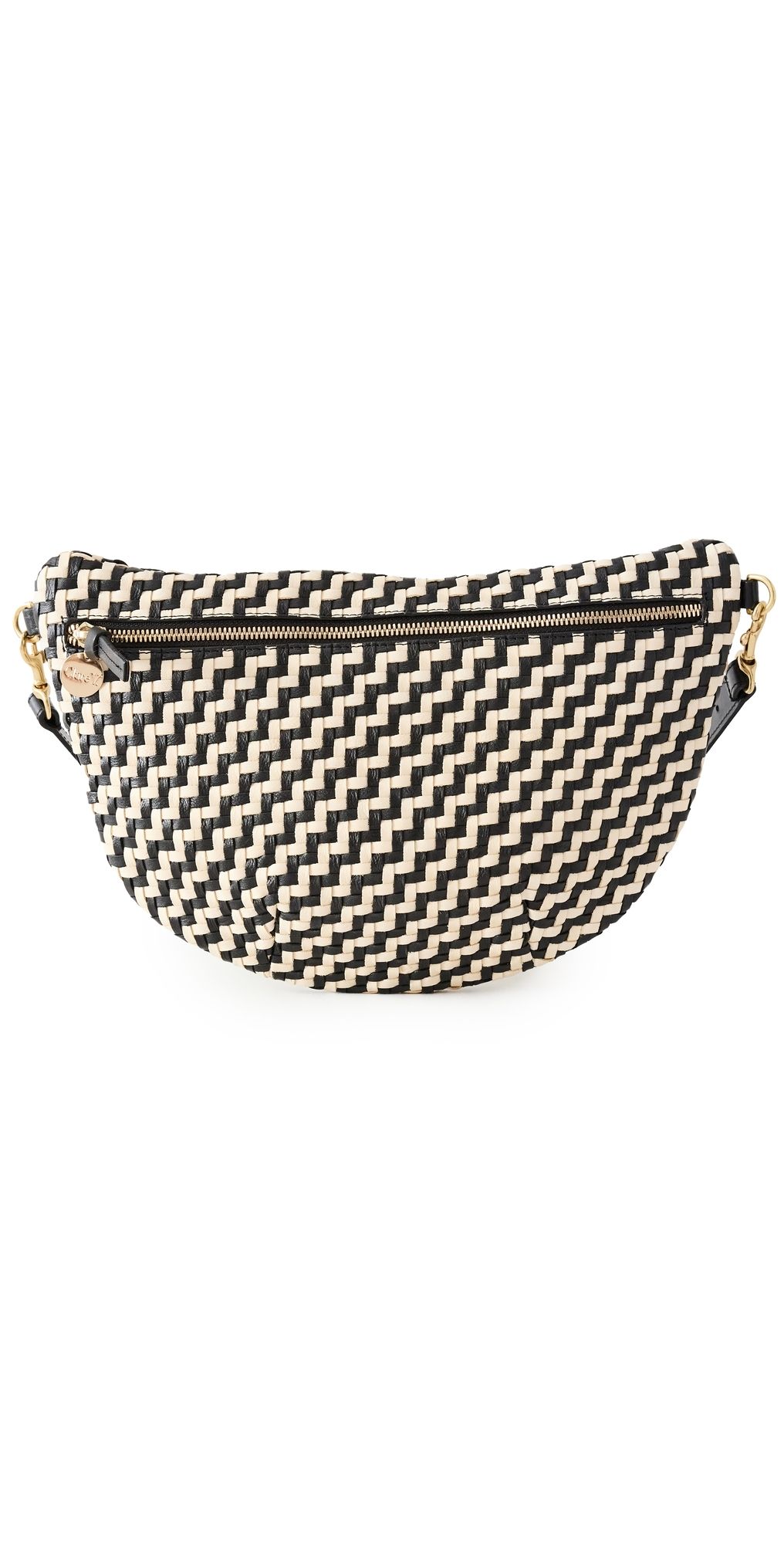 Clare V. Grande Fanny Black & Cream Woven Zig-Zag One Size