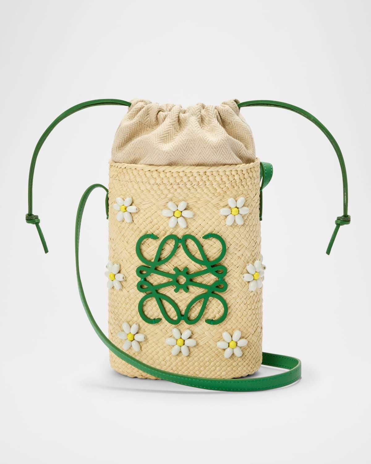 x Paula's Ibiza Anagram Flower Straw Pocket Crossbody Bag